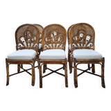 6 Vintage Emmanuelle Peacock Rattan Chairs