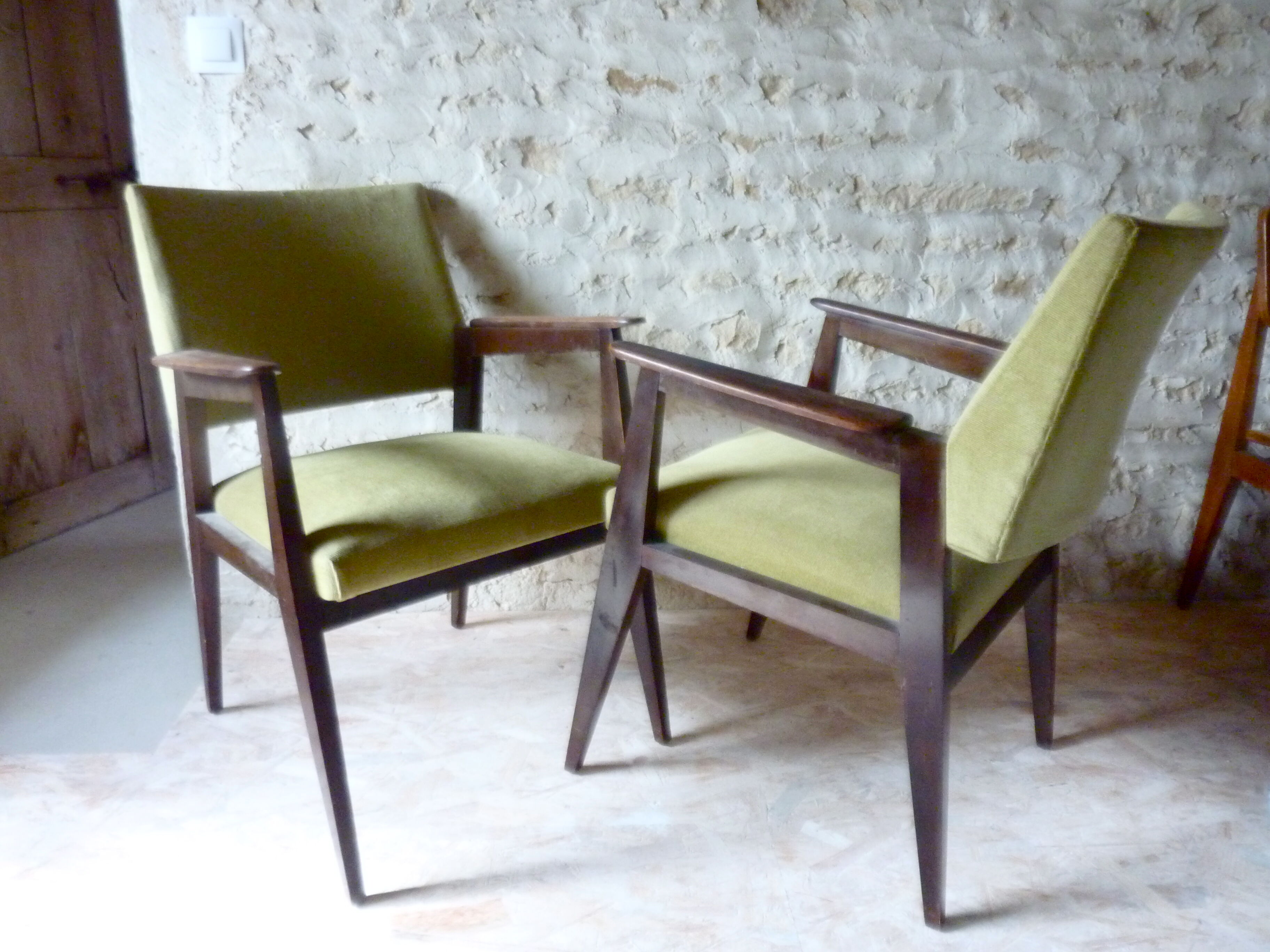 Pair of mahogany bridge armchairs