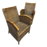 Paire de fauteuils en osier coloniaux