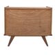 Renovated vintage commode from the 1960s in oak with slanted profile and tapered legs.