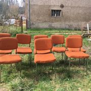 LOT of 8 chairs in orange fabric '70s very comfortable
