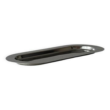Plateau en inox – Plat de service ovale allongé en métal – Plateau apéritif