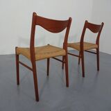 Set of Teak and Paper Cord Dining Chairs by Ejner Larsen for Glyngøre Stolefabrik, 1960s