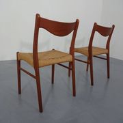 Set of Teak and Paper Cord Dining Chairs by Ejner Larsen for Glyngøre Stolefabrik, 1960s
