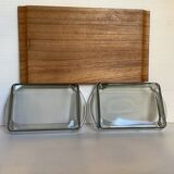 Teak servant denmark smoked glass