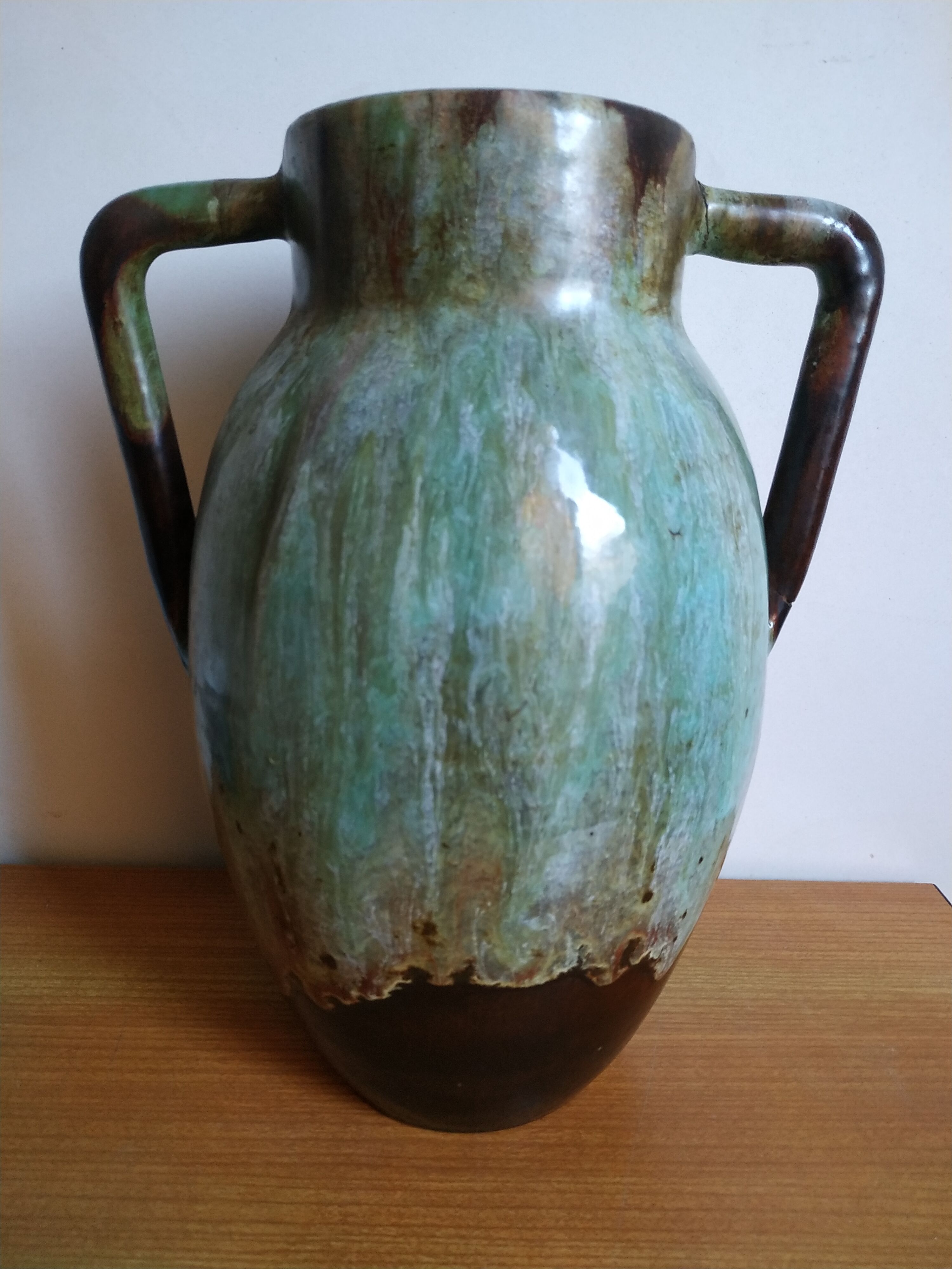 Large flamed sandstone vase from 20/30 years signed CAB in Bordeauxdeaux