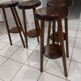 Suite of 4 vintage brutalist bar stools 1960s
