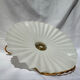 Vintage suspension opaline pleated lampshade with golden threads and claw socket.