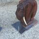 Pair of Art Deco elephant bookends in rosewood with chrome base.