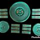 green ceramic trivet/bottle coaster/knife holder set