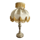 56 cm retro lamp in silver metal with fringed lampshade