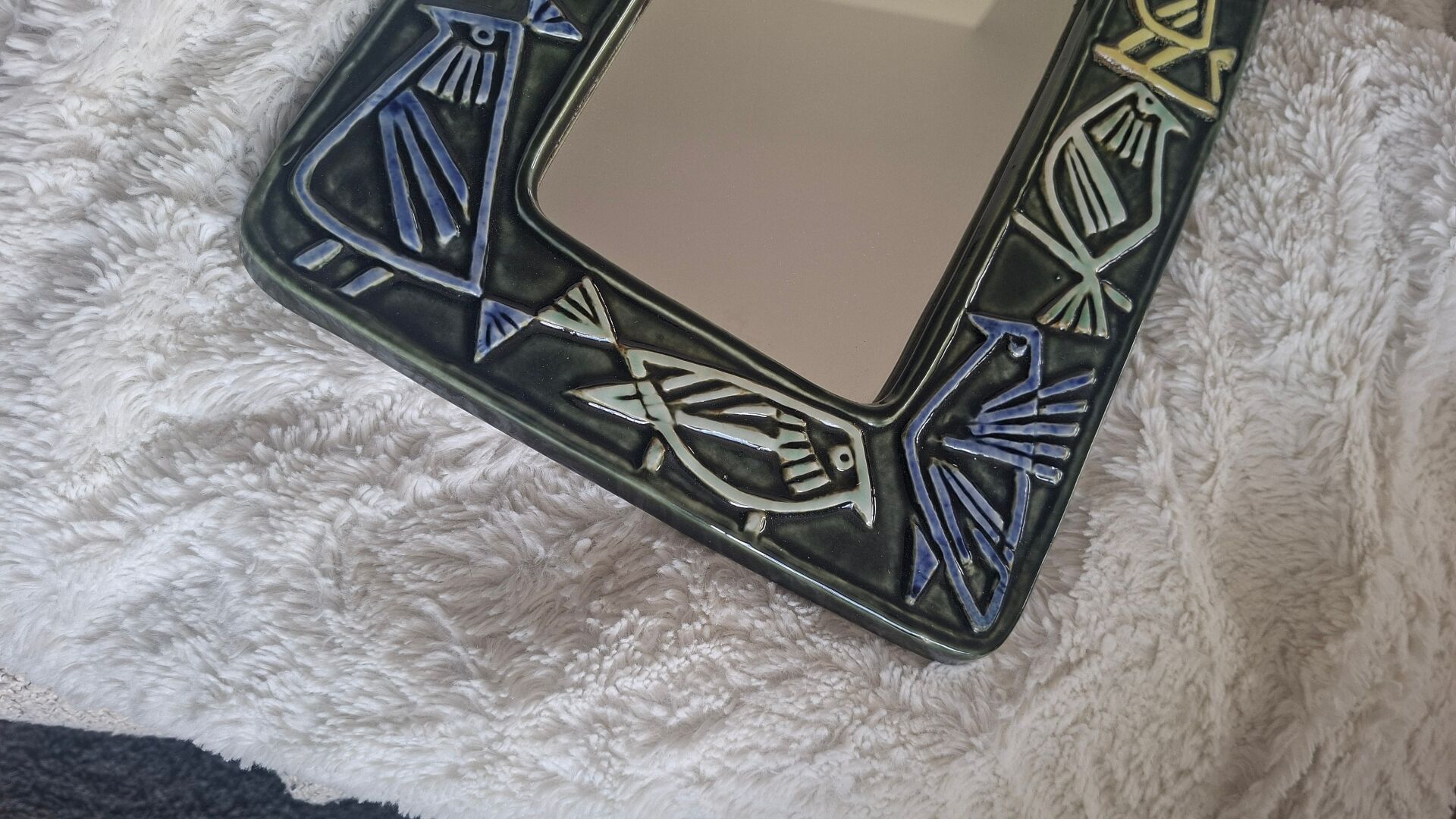 Ceramic Bird Mirror Lisa Larson Harlequin Series / Gustavsberg