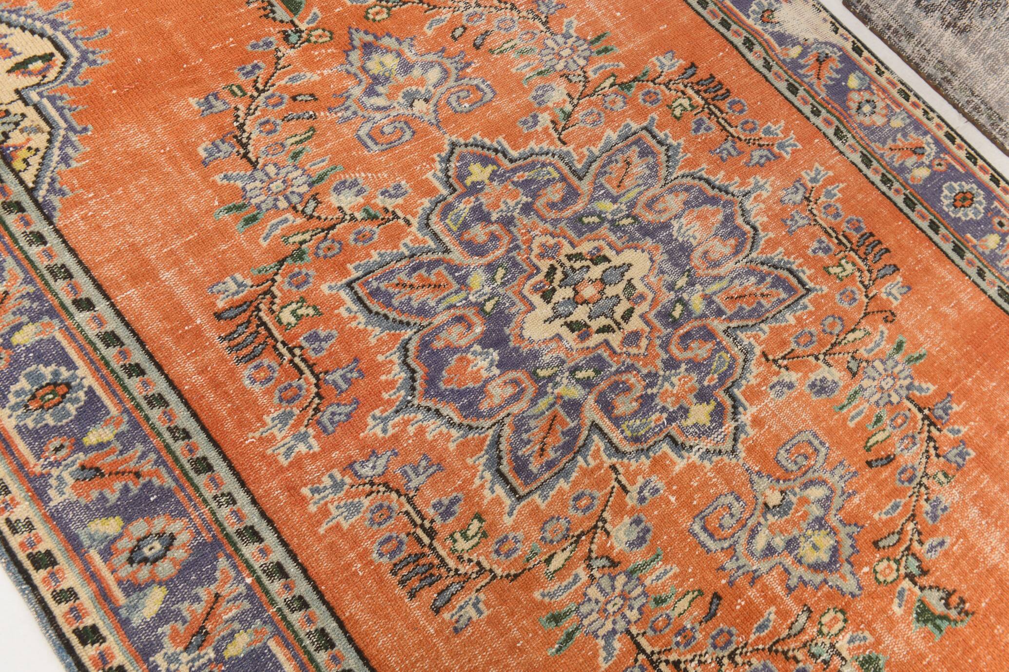 6x9 Turkish Classic Pattern Orange Green Vintage Rug, 174x279Cm