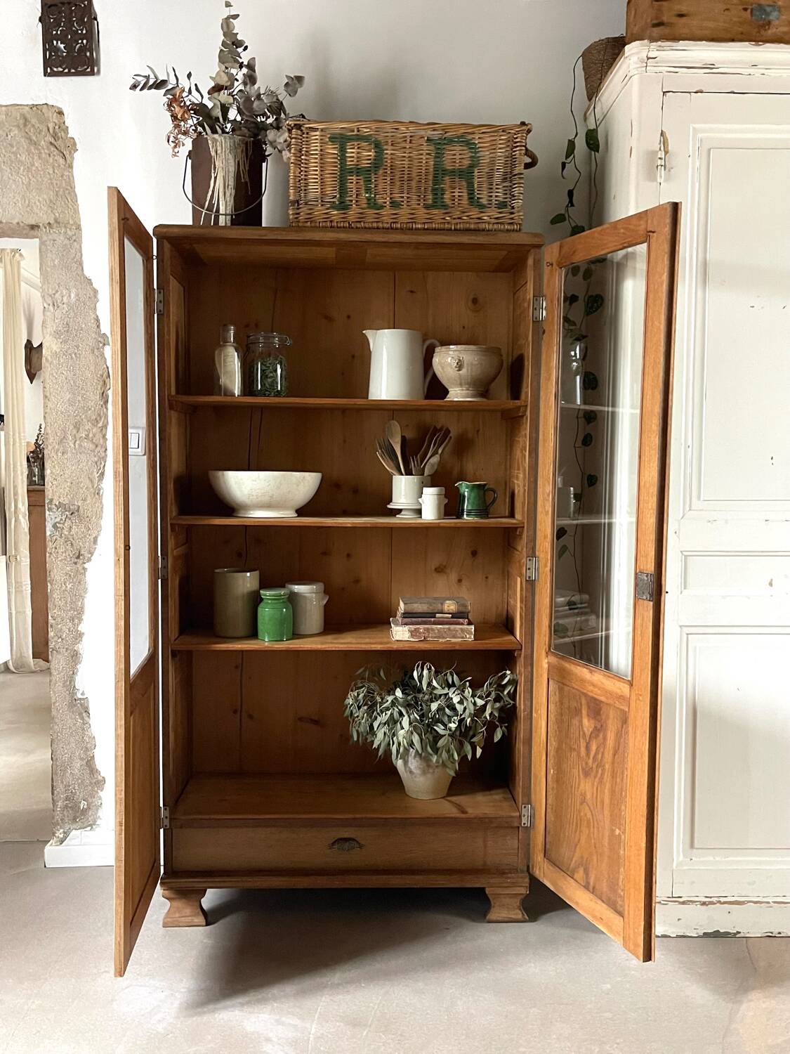 Oak display cabinet
