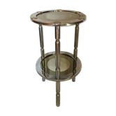 Sellette ronde en chrome et verre églomisé vintage