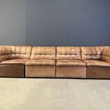 Canapé modulaire vintage en cuir marron de Laauser, années 1960