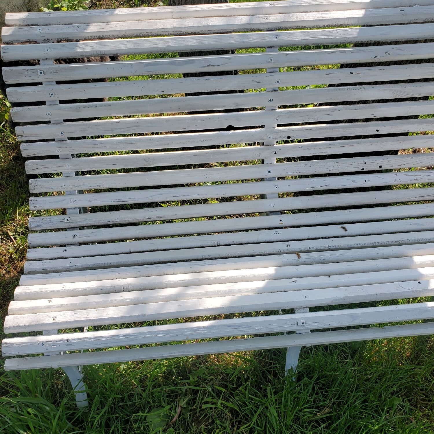 Outdoor slatted bench