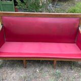 Red leather bench