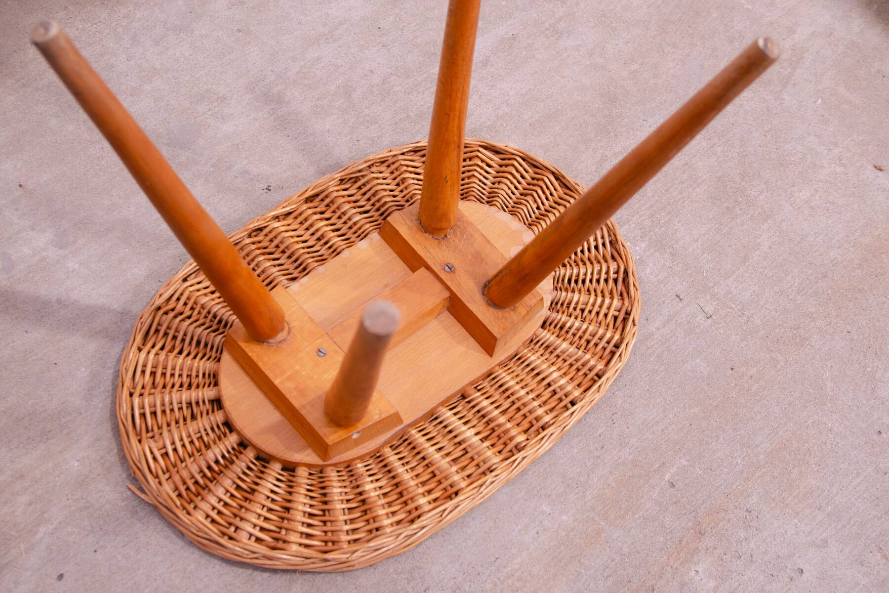 Mid century rattan stool by Jan Kalous for ÚLUV, 1960´s, Czechoslovakia
