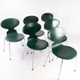 Lot de 5 chaises Ant vert foncé, modèle 3101, conçu par Arne Jacobsen, années 1960