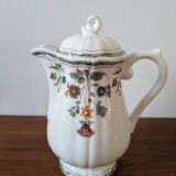 Gien earthenware coffee pot, Moustiers Olérys decor