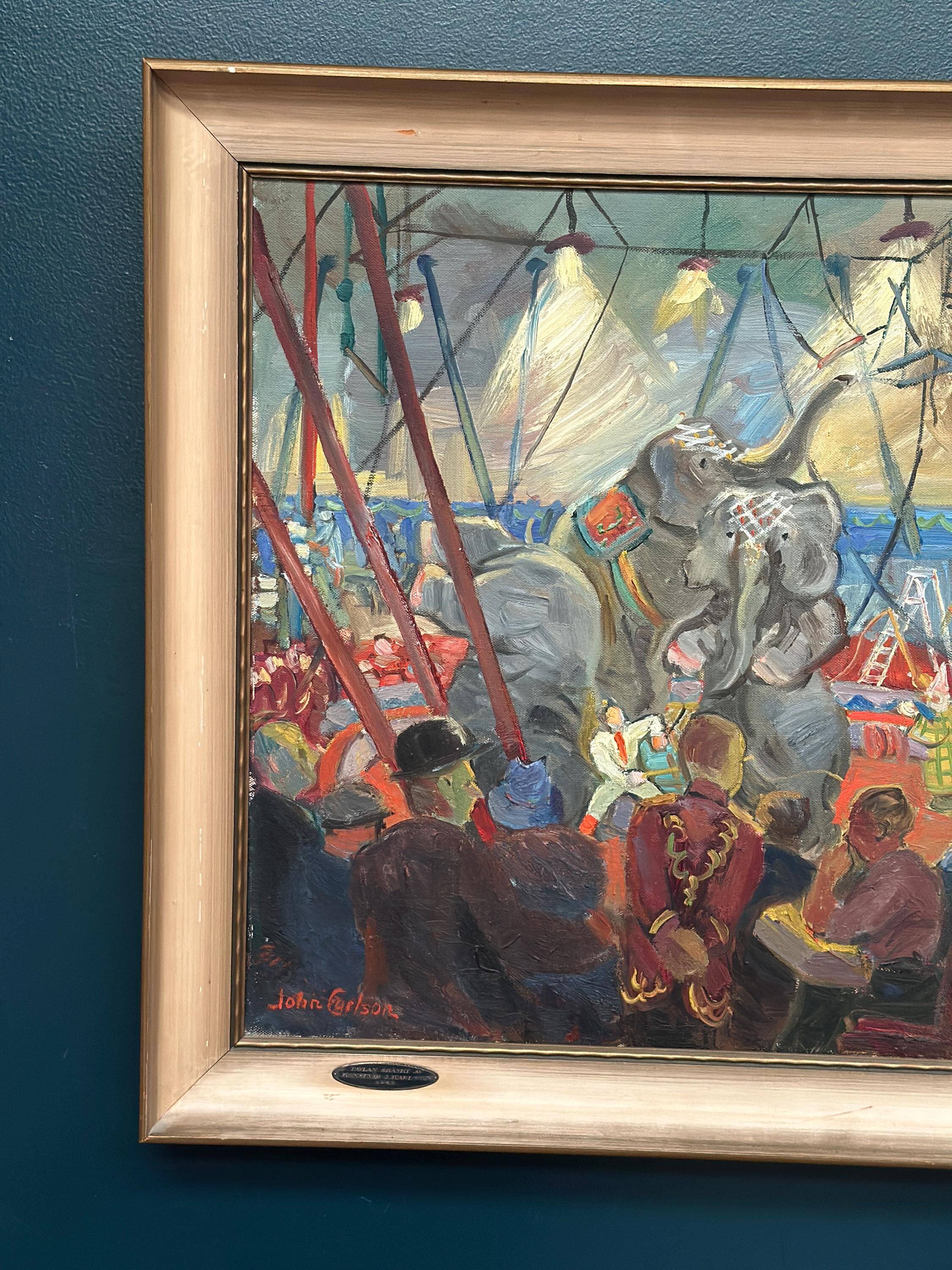 Large Original Swedish Oil on Canvas – “Cirkus Scott” by John Carlsson