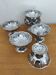 Set of 6 stainless steel ice cream bowls from the 1970s.