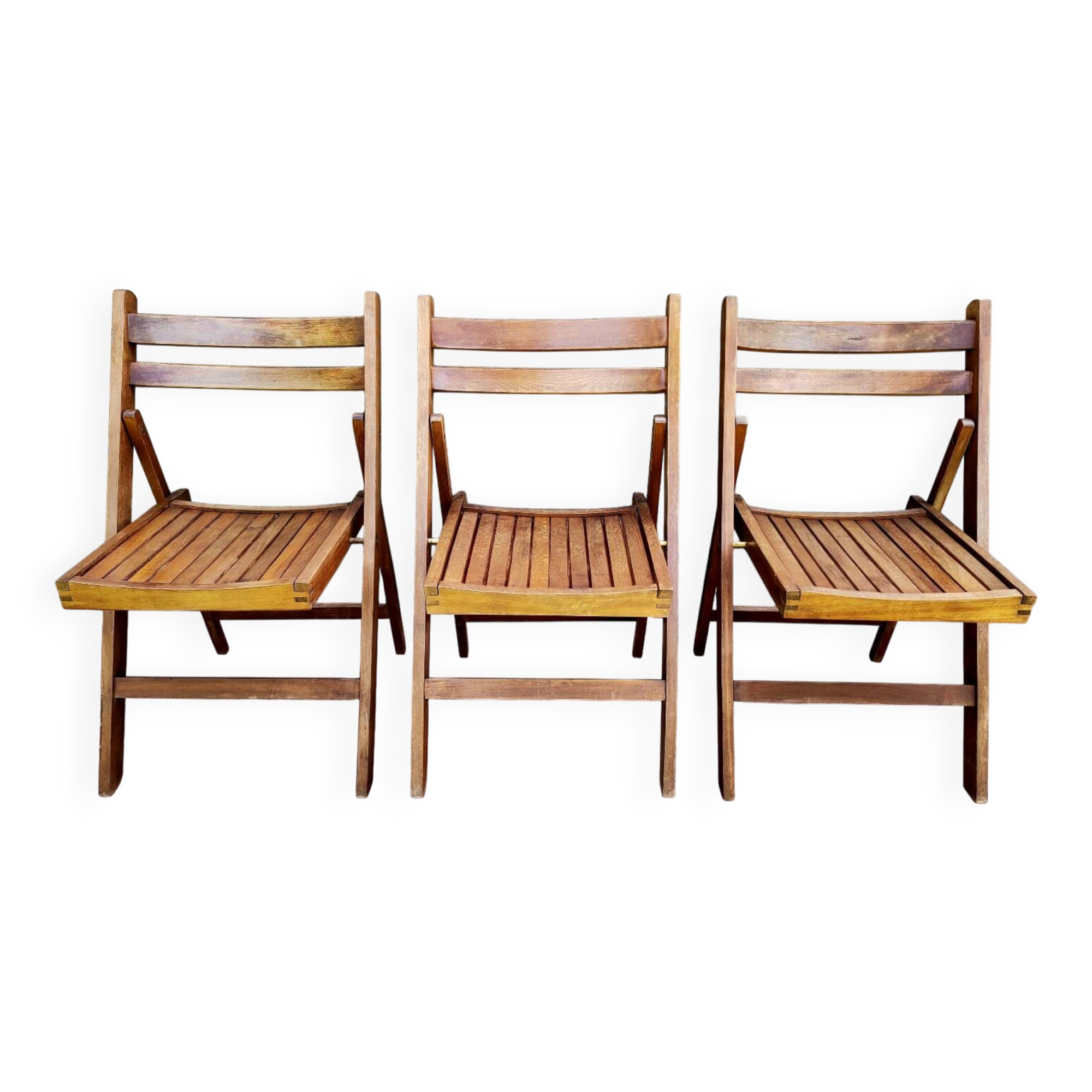 Ensemble de 3 chaises pliantes en hêtre