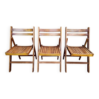 Ensemble de 3 chaises pliantes en hêtre