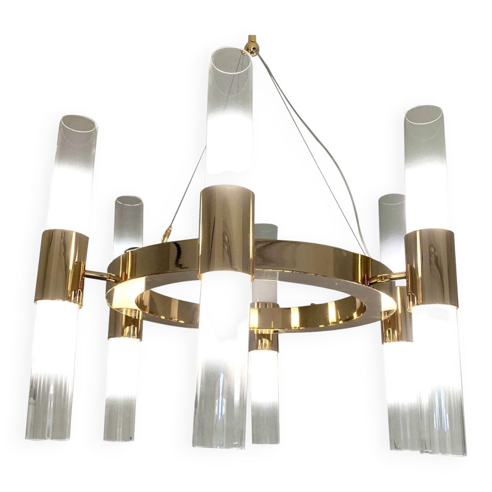 Glass and metal chandelier