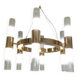 Glass and metal chandelier