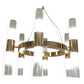 Glass and metal chandelier