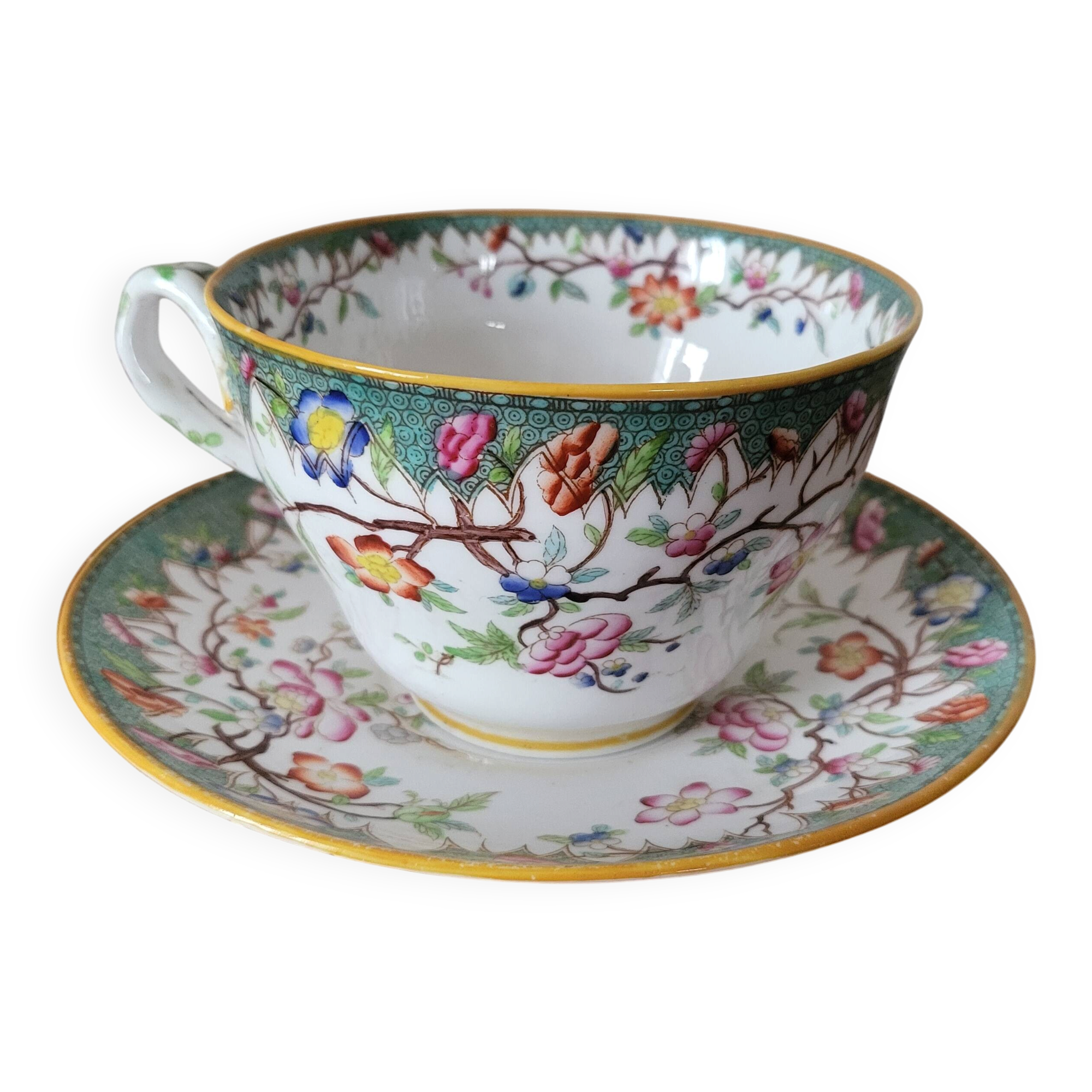 Large Tea or Chocolate Cup in Porcelain VPF Minton Decor