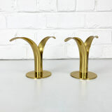 Pair of Lily brass candle holders, Ystad Metall, Sweden, design Ivar Ålenius Björk