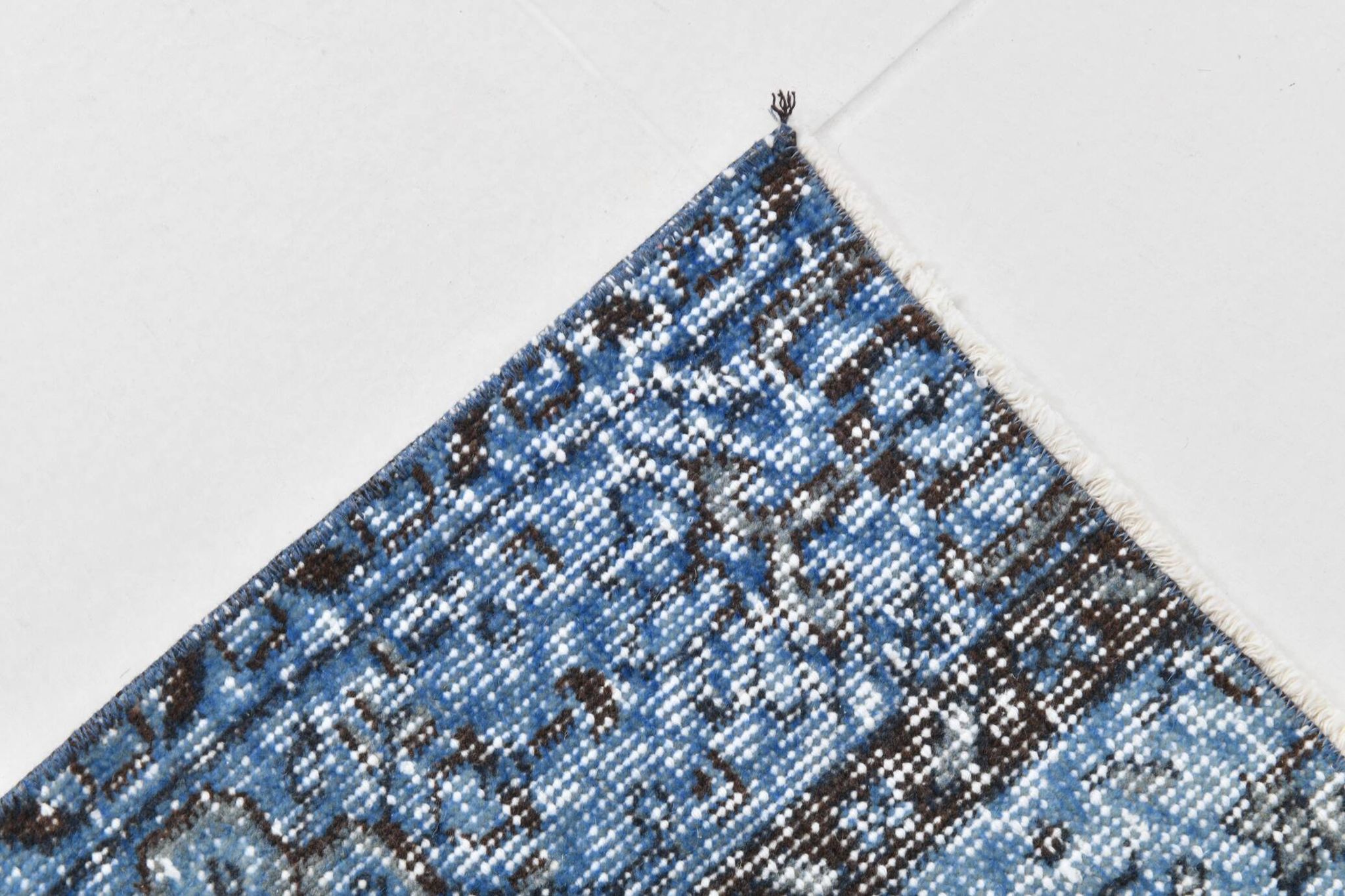 3x7 Blue Vintage Runner Rug, Handmade Wool Rug, Turkish Runner, 78x218Cm