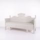 Antique storage bench with carvings – grey painted – pine wood – 1860s