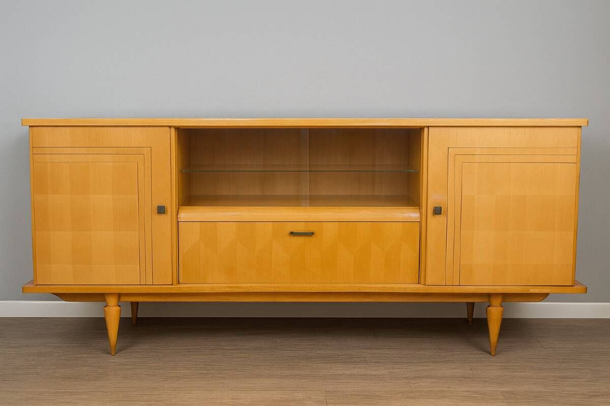 Enfilade A Secret Cache Art Deco In Sycamore And Marquetry Circa 1950