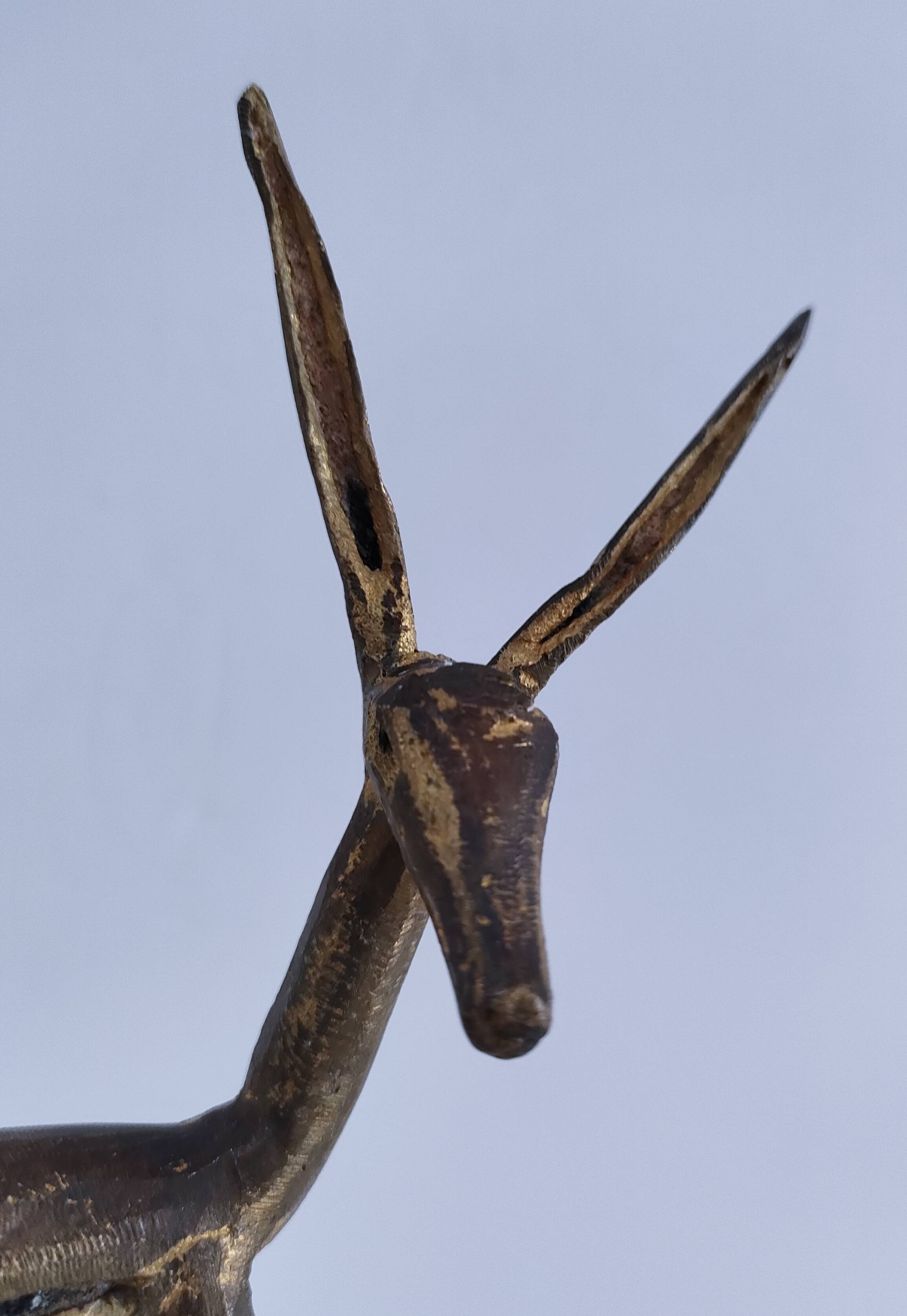 four vintage brass gazelle antelope sculptures