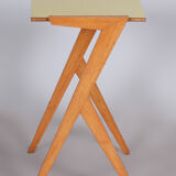 Midcentury small yellow table, beech, umakart, restored, Czechia, 1950s
