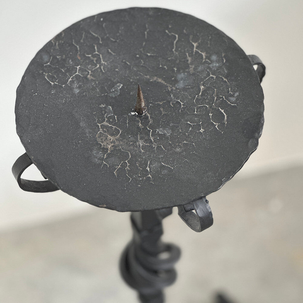 Hand-forged wrought iron candlestick stand, mid-20th century