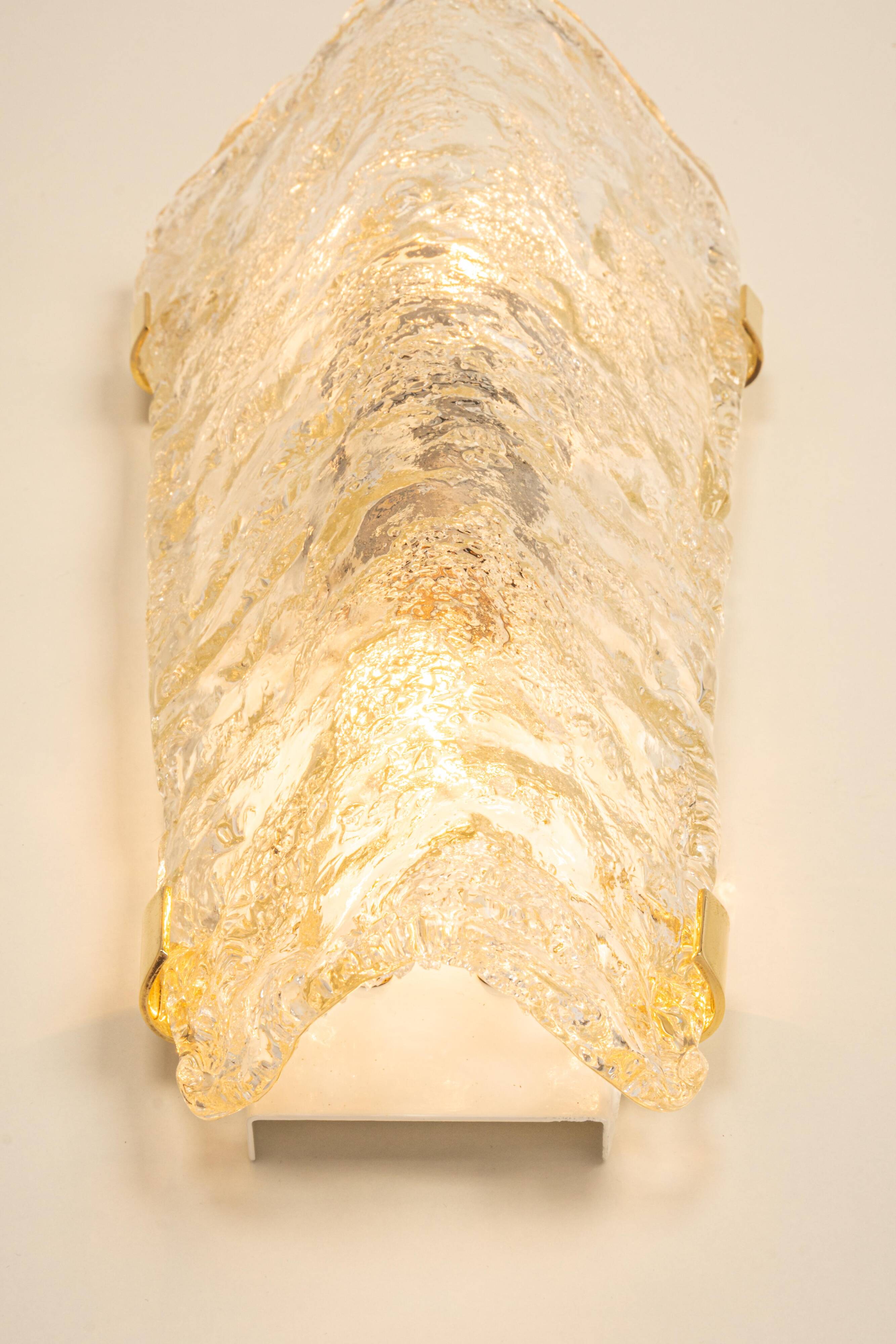 Set of 3 large angular wall sconces in Murano glass by Hillebrand, Germany, 1960s.