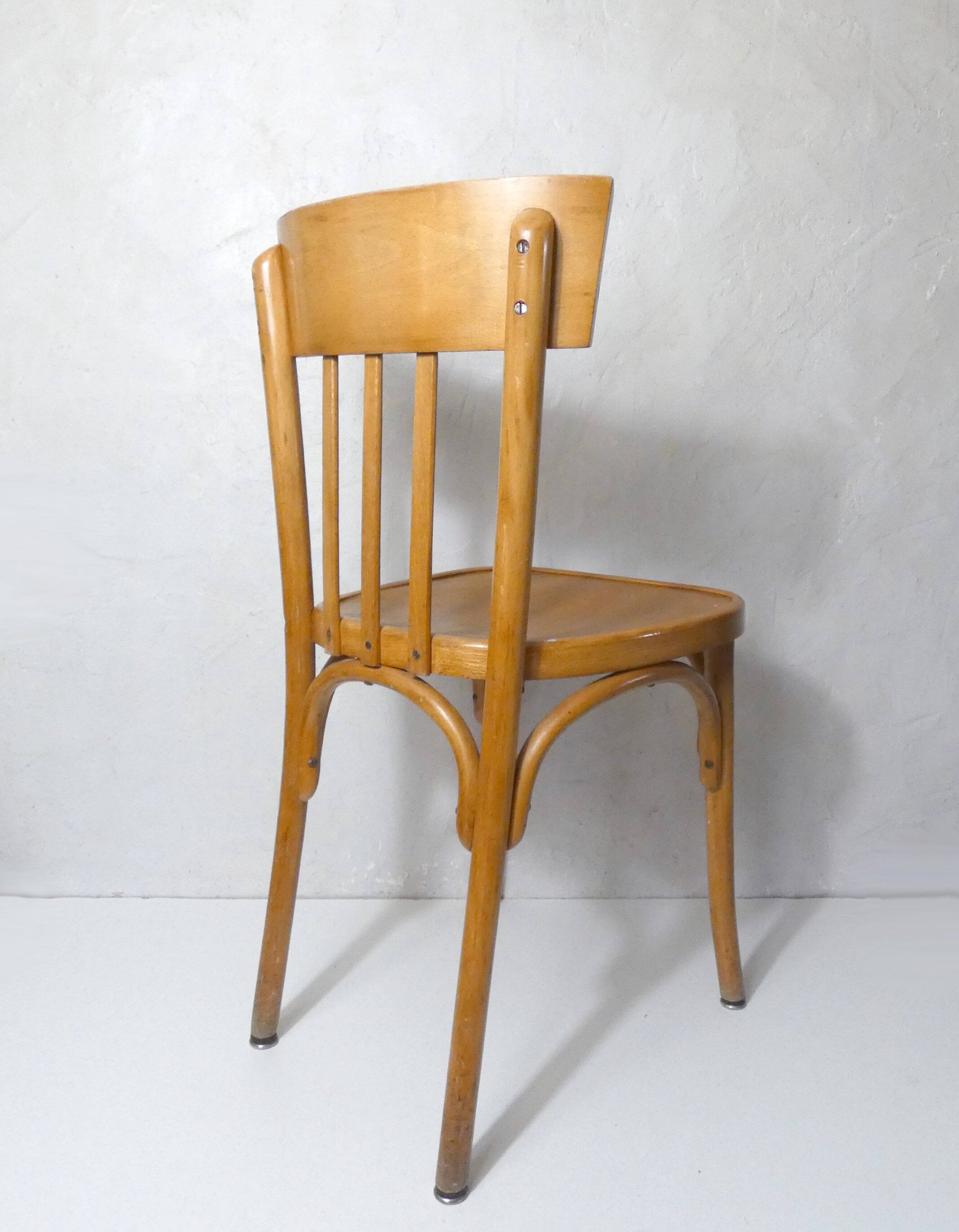 Ancienne chaise bistrot Baumann en bois courbé