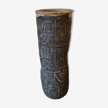 Vase sculptural à motifs géométriques vintage