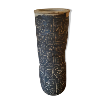 Sculptural vase with vintage geometric patterns