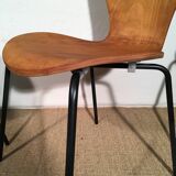 Set of 4 molded wooden chairs circa 1950