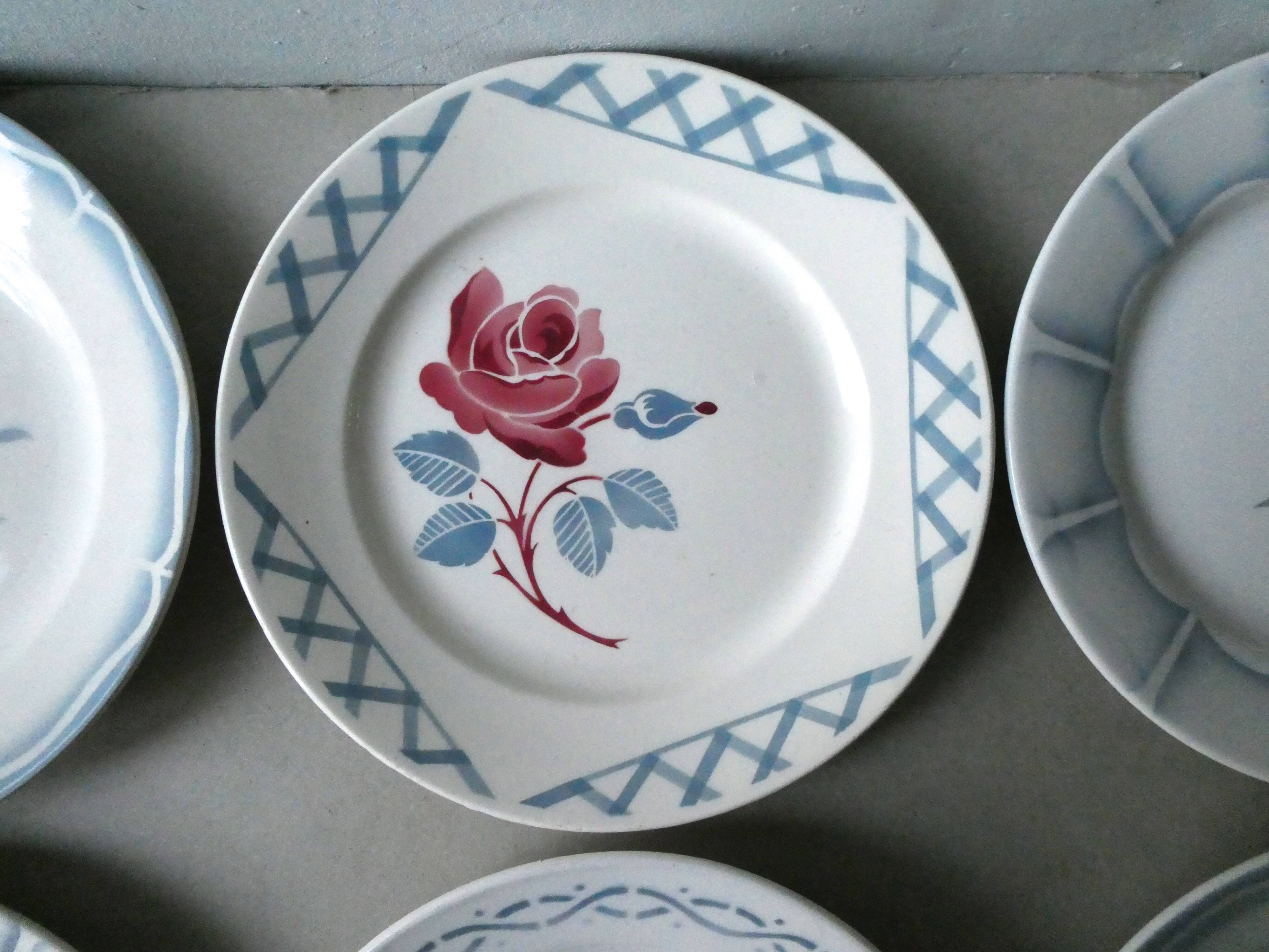Set of 6 dinner plates Digoin Sarreguemines 40-50 years