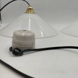 Pair of opaline pendant lights