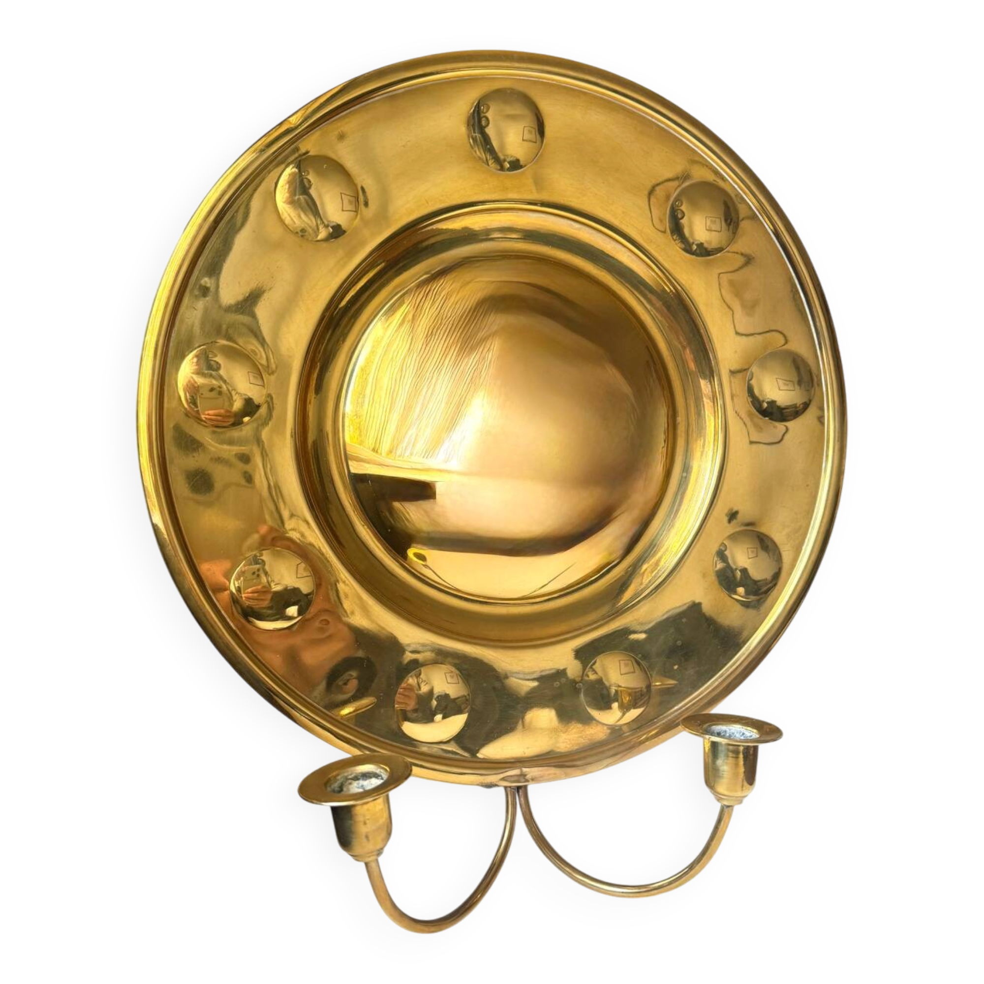 Vintage Wall Double Candle Holder Sconce in Brass
