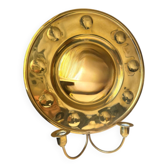 Vintage Wall Double Candle Holder Sconce in Brass