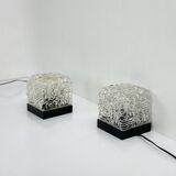 Pair of Vintage Cube Lamps – Textured Glass Wall or Ceiling Lights